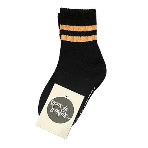 Kids Black Socks with Tan Stripes - Ledger Nash Co