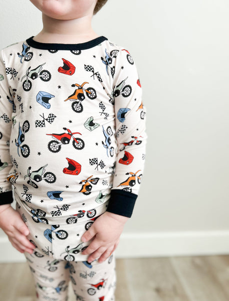 Dirt Bikes Two Piece Bamboo Pajama Set