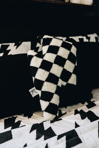 Black Checkered Lightning Bolt Pillow