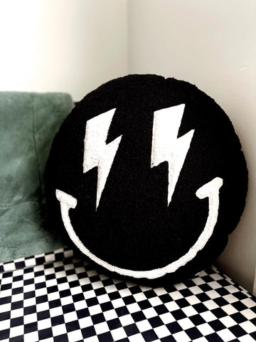 Black Smiley Face Pillow