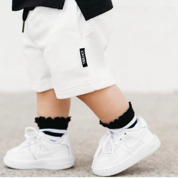 WHITE MESH GYM SHORTS - READ DESCRIPTION