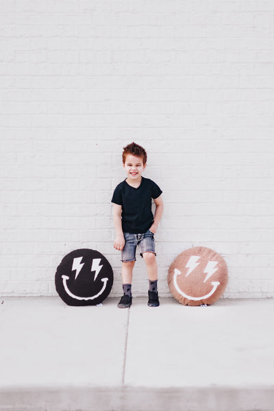 Tan Smiley Face Plush Pillow