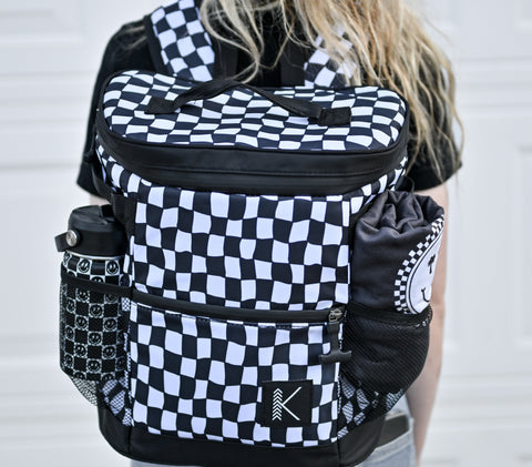 Wavy Checkered Insulated Multi-Use Backpack