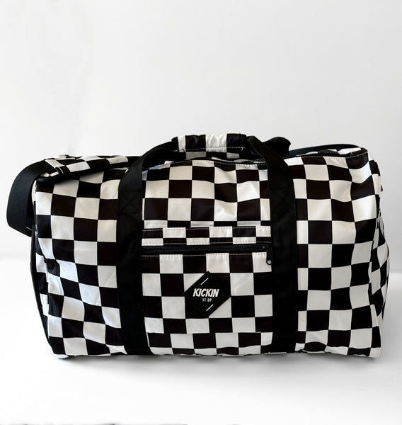 Black Checkered Weekender Bag