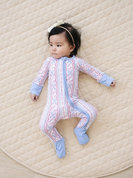 Bamboo Zip Romper | Baseball Girl