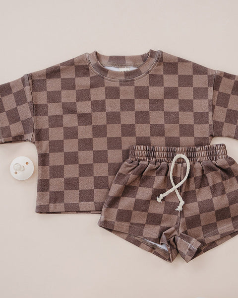 Shorts Set | Espresso Checkered