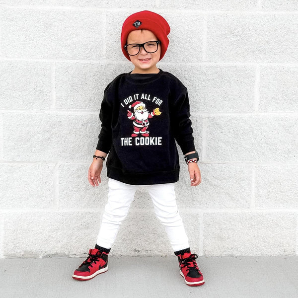 All for the Cookie Santa Christmas Kids Crewneck- Model 3  - Ledger Nash Co
