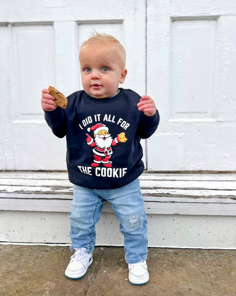 All for the Cookie Santa Christmas Kids Crewneck- Model 1  - Ledger Nash Co