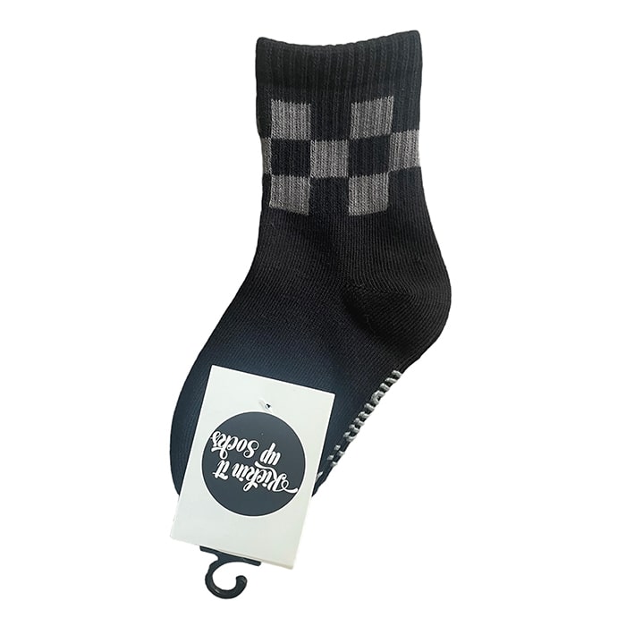 Black & Grey Checkered Kids Socks - Ledger Nash Co