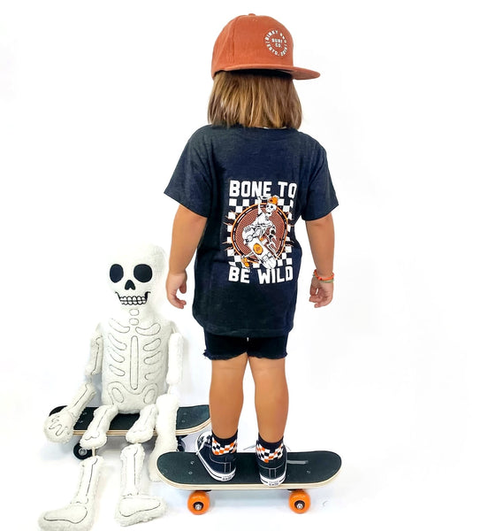 Bone to be Wild Kids Halloween Tee - Model 1 back - Ledger Nash Co