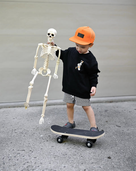 Bone to be Wild Long Sleeve Kids Tee - Front View - Model 1