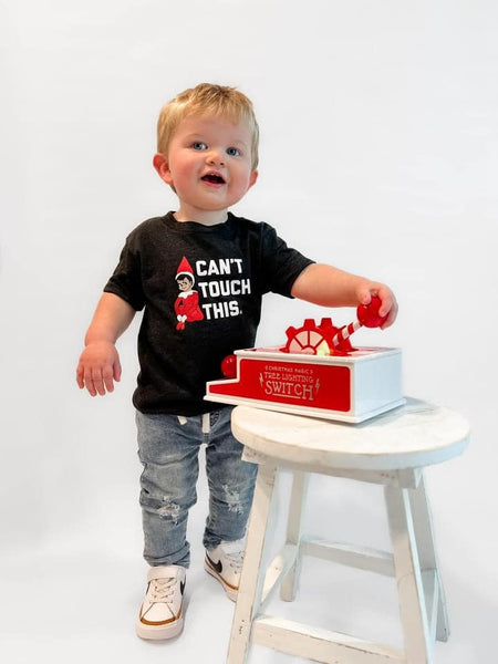 Cant Touch This Elf Kids Tee - Model1 - Ledger Nash CO