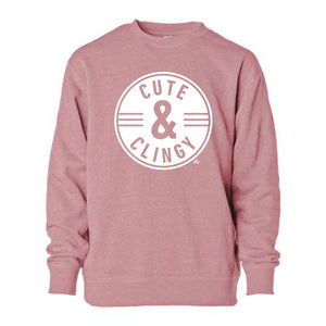Cute & Clingy Graphic Crewneck Sweatshirt in Heather Pink