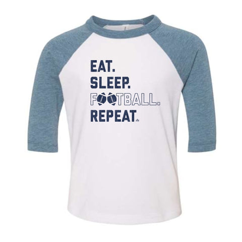 Eat Sleep Football Repeat Raglan Tee for Kids - Ledger Nash Co. 
