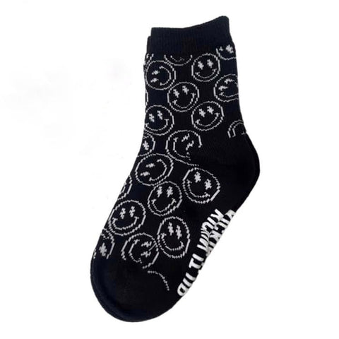 Kids Socks - Black with Smiley Faces - Ledger Nash Co