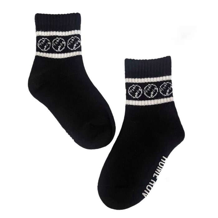 Kids Socks - black with white baseballs