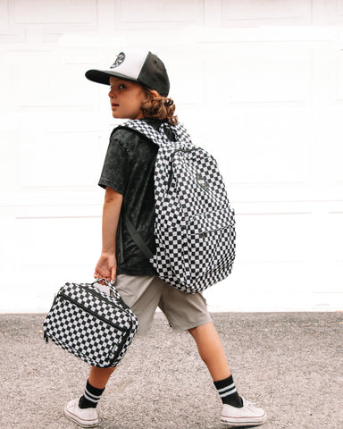 Full Size Black Checkered Backpack for Kids