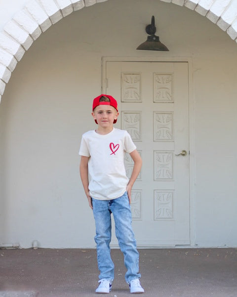 Jesus Has My Back Kids Tee - Front View - Model 4 - Ledger Nash Co