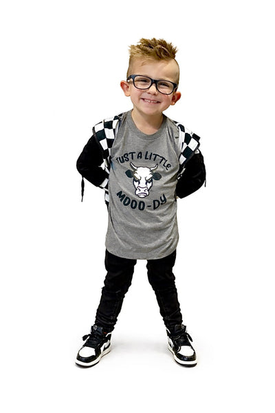Just a little moody kids cow tee - Ledger Nash Co - Model 1