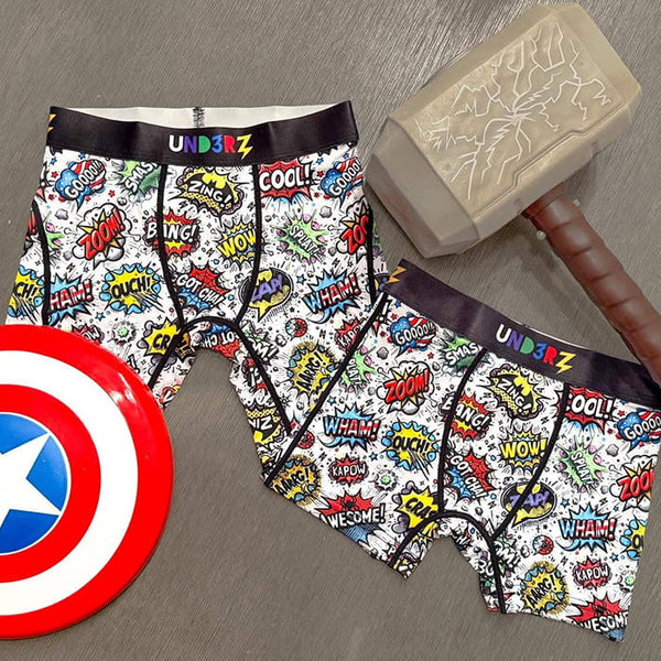 Kids Superhero comic book boxer briefs - lifestyle - Ledger Nash Co.
