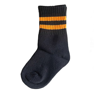 Kids Halloween Socks - Black with Orange Stripes