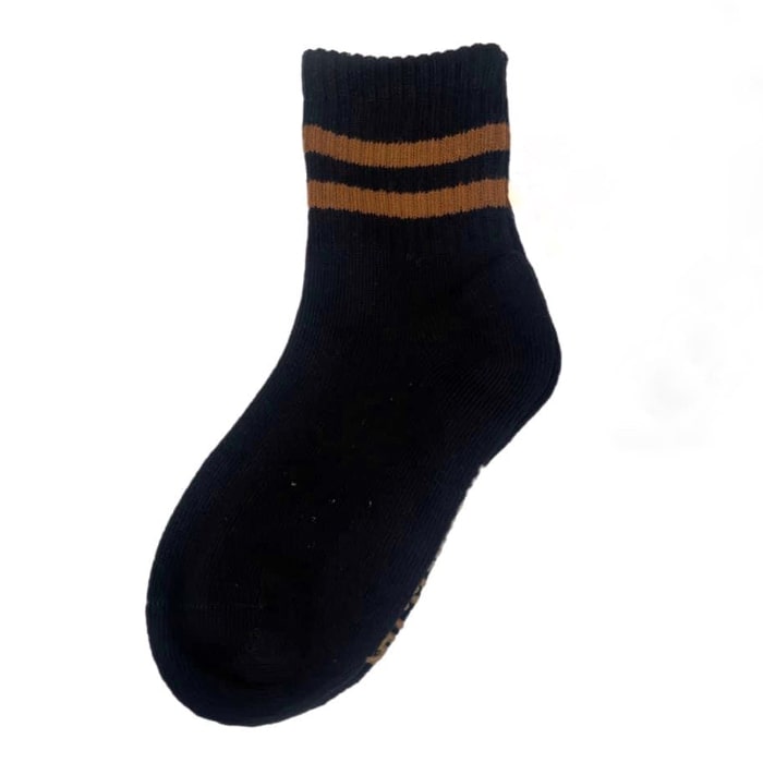 Kids Socks - Black Sock with Brown Stripes