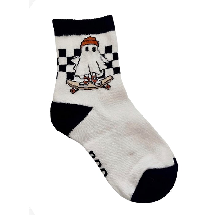 Kids Halloween Socks - Ghost on Skateboard