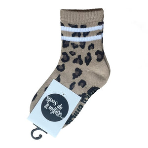 Kids Socks - Leopard Print with White Stripes