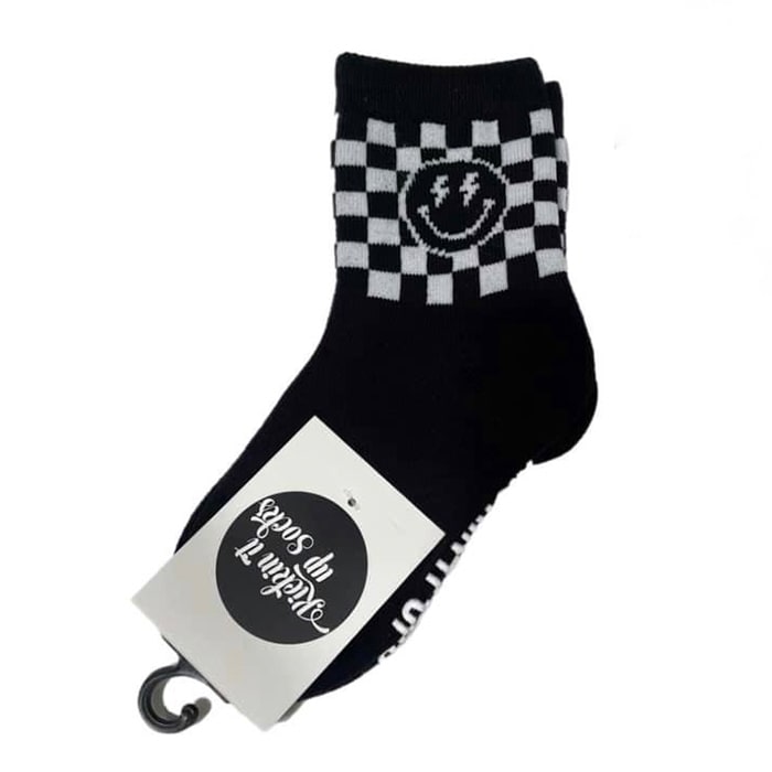 Kids Socks - Black with Smiey Face and Checkers - Ledger Nash Co