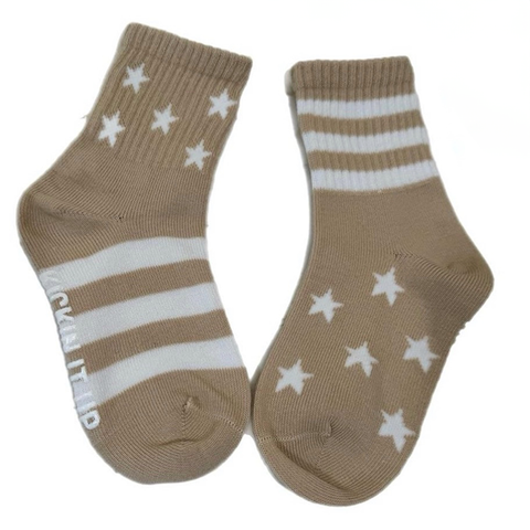 Kids Gold Socks with White Stars & Stripes - Ledger Nash Co