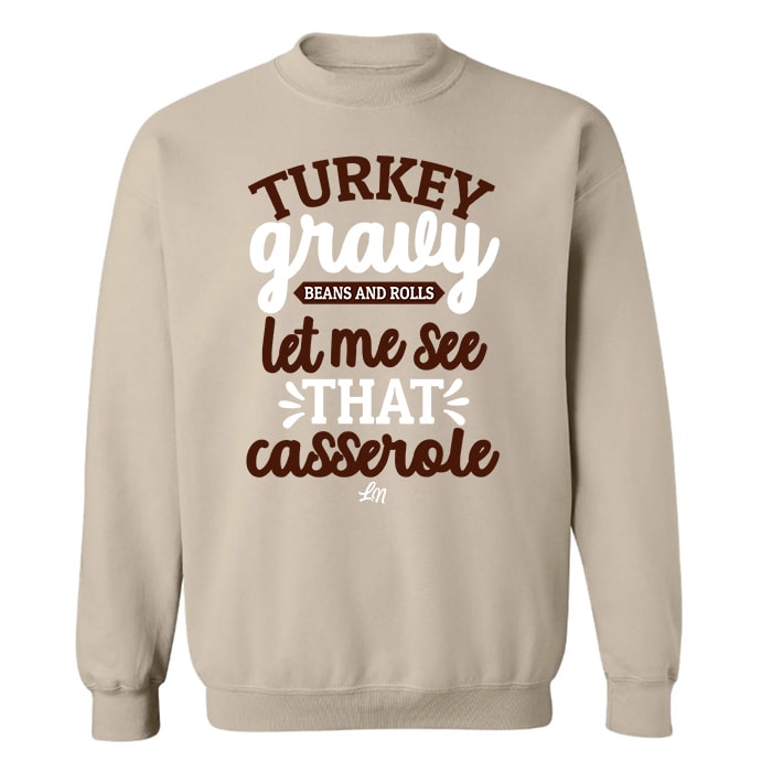 Turkey, Gravy, Beans & Roll Crewneck