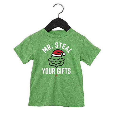 Mr Steal Your Gifts Kids Tee - Green - Ledger Nash Co