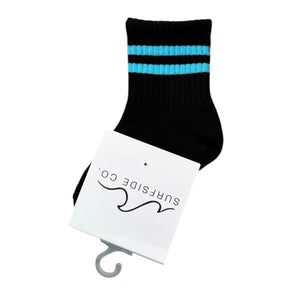 Neon Blue & Black Varsity Kids Socks - Ledger Nash Co