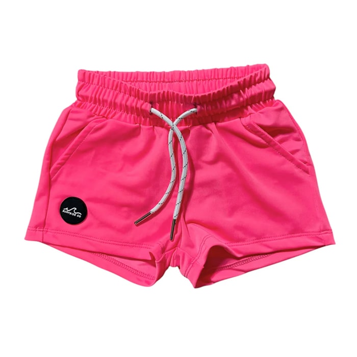 Neon Pink Hybrid Swim Shorts Trunks for Kids - Ledger Nash Co