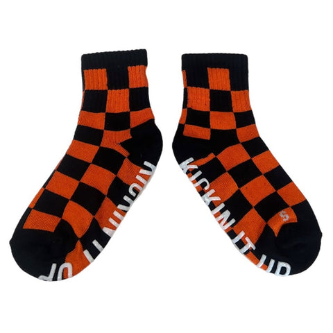 Orange & Black Checkered Kids Socks - Ledger Nash Co
