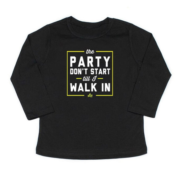 The Party Don't Start Til I Walk In Long Sleeve Kids Tee - Yellow