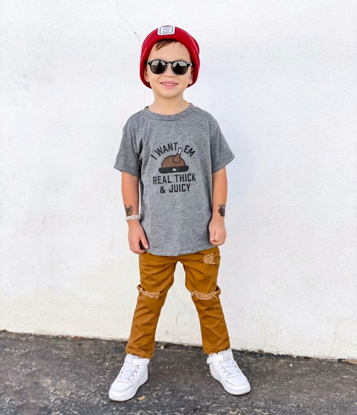 I Want Em Real Thick & Juicy Kids Tee - Ledger Nash Co - Model 3