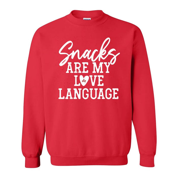 Snacks are my love language kids valentine's day crewneck sweatshirt - Ledger Nash Co