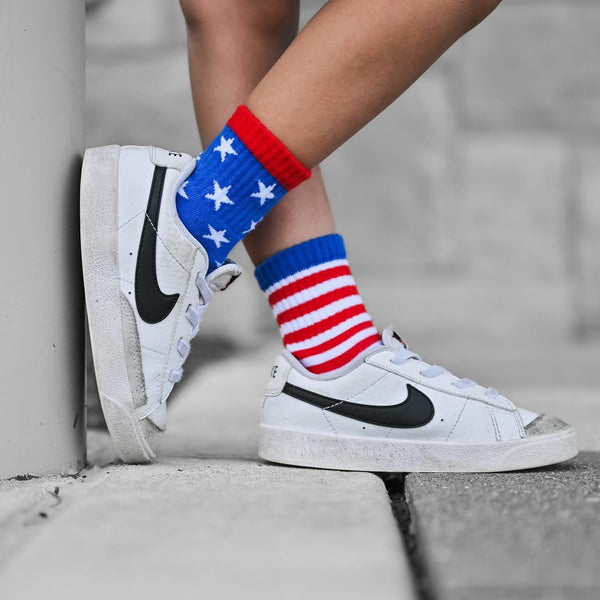 Stars and Stripes Kids Patriotic Socks - Model 1 - Ledger Nash Co