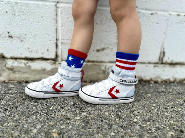 Stars and Stripes Kids Patriotic Socks - Model2 - Ledger Nash Co