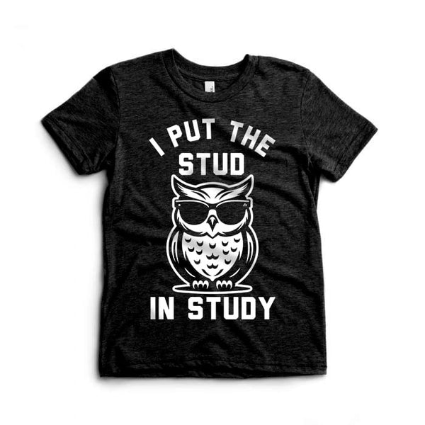 I put the stud in study kids tee - charcoal black - Ledger Nash Co