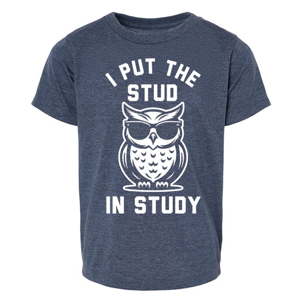 I put the stud in study kids tee - heather navy - Ledger Nash Co