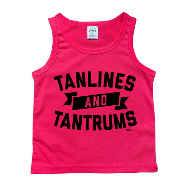 Tanlines & Tantrums Kids Tank Top - Neon Pink - Ledger Nash Co