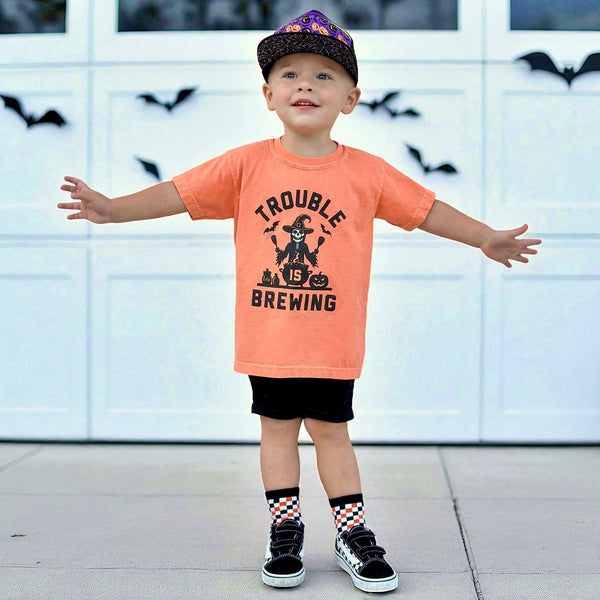 Trouble is Brewing Kids Halloween Tee - Model 1 - Ledger Nash Co