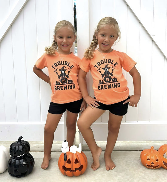 Trouble is Brewing Kids Halloween Tee - Model 2 - Ledger Nash Co