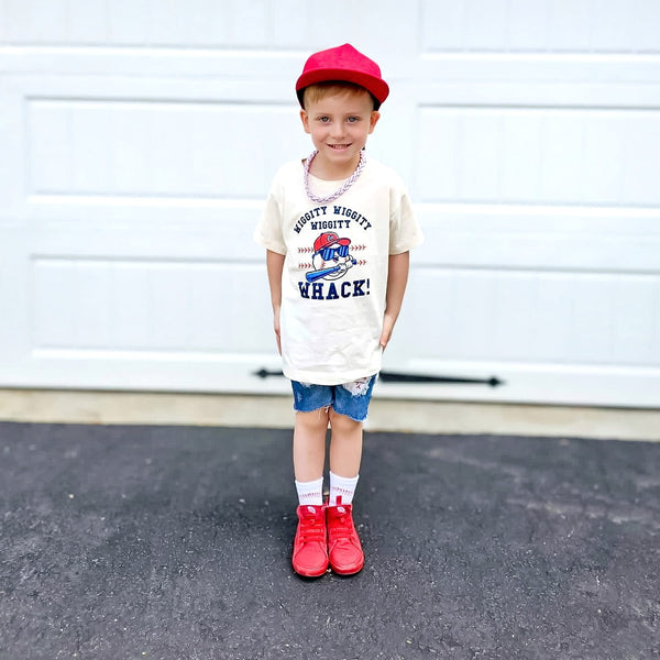 Wiggity Wiggity Wiggity Whack Kids Baseball Tee - Ledger Nash Co - Model 1