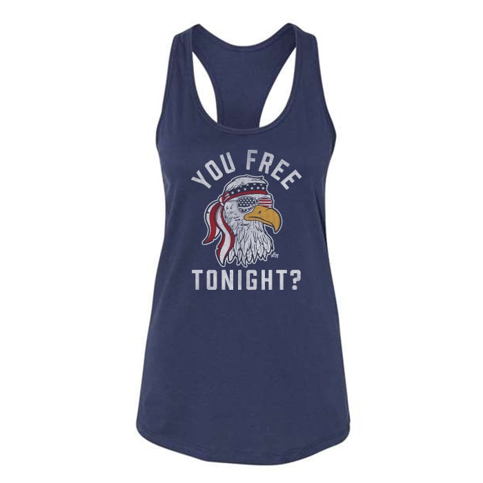 "You Free Tonight" American Flag Tank Top - Patriotic Eagle Graphic Vest For Women - View #14