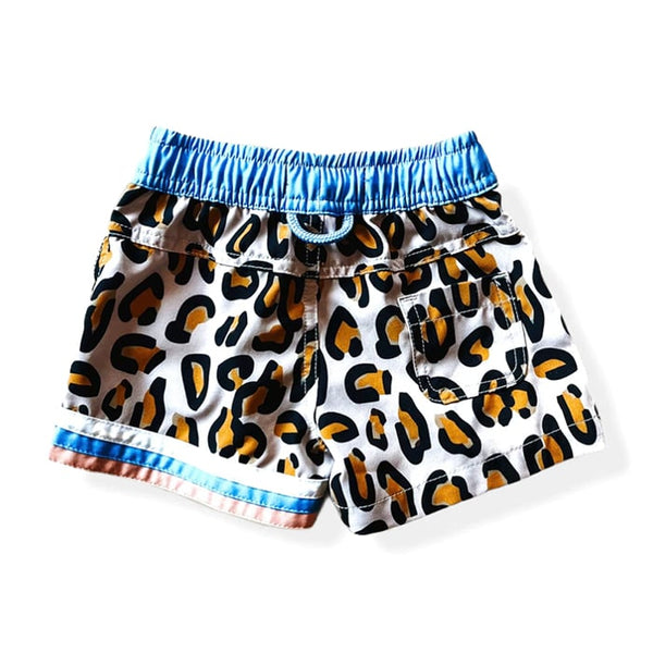 Cheetah Toddler Swim Shorts - back view - Ledger Nash Co