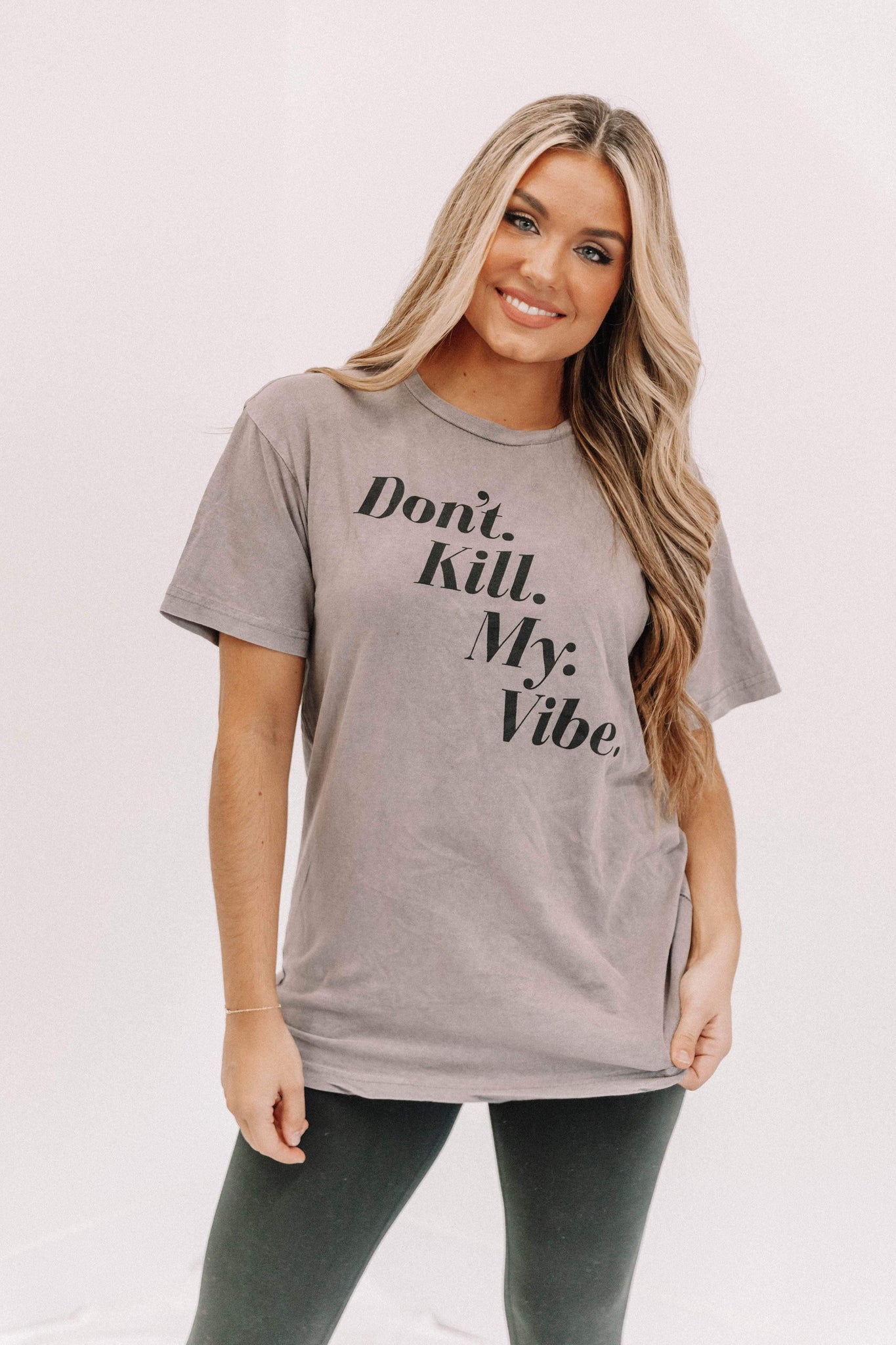 Don't Kill My Vibe Womens Graphic Tee - Grey