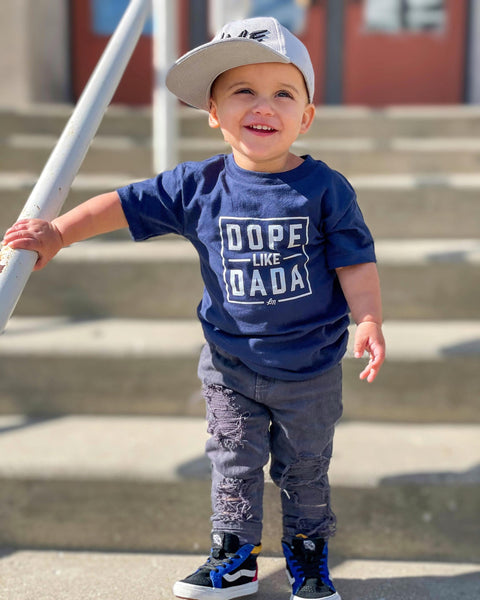 Dope Like Dada Tee - Navy - Model 2 - Ledger Nash Co. 